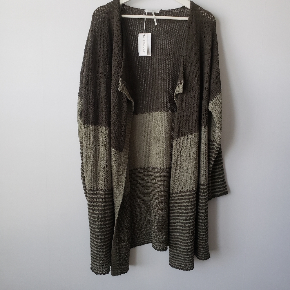 Stitchdrop colorblock stripe flyaway cardigan size M